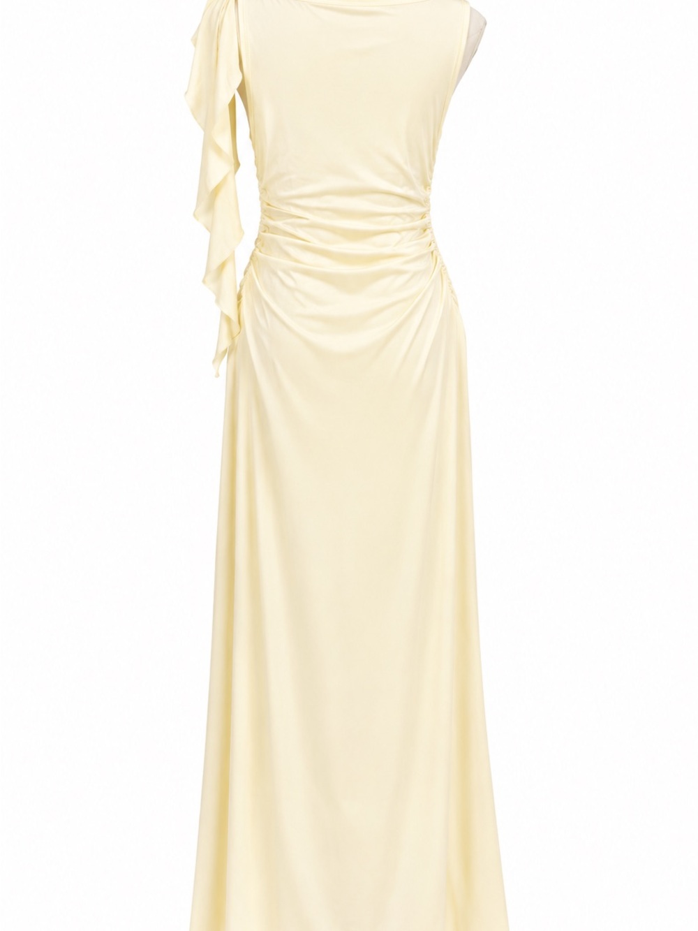Peppermayo Pale Yellow One-Shoulder Ruffle Gown - Picture 2 of 4
